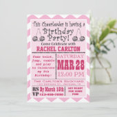 ピンクのチアリーティング誕生会の招待 招待状 (スタンド正面)