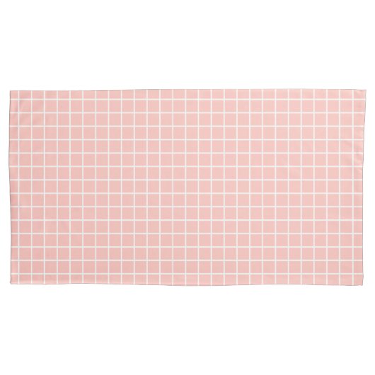 ピンクのチェック柄の枕カバー 枕カバー (正面)