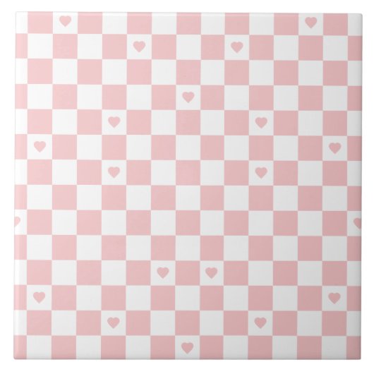 ピンクのチェック柄の背景 タイル (正面)