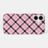 ピンクのチェック柄ケース iPhone 16ケース (裏面横)