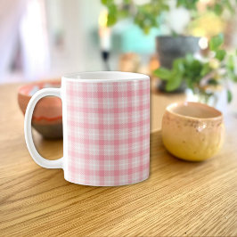 ピンクのチェック柄マグカップ コーヒーマグカップ