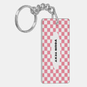 ピンクのチェック柄 キーホルダー (正面左)