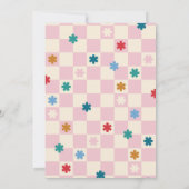 ピンクのチェック柄 メリー＆ブライト クリスマスカード 招待状 (裏面)