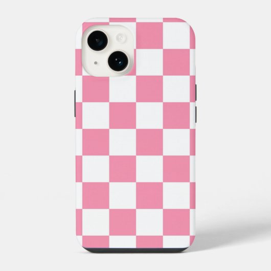 ピンクのチェック柄 iPhoneケース (裏面)