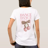 ピンクのチェリー＋ヒョウ柄＋リボンのダンスダンススローガン Tシャツ (裏面)