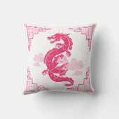 ピンクのチノイスリーのドラゴンと雲 クッション (裏面)
