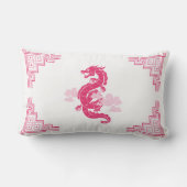 ピンクのチノイスリーのドラゴンと雲 ランバークッション (裏面)