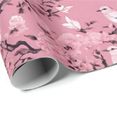 ピンクのチノワセリーの鳥のフローラの分離 ラッピングペーパー (ロールコーナー)