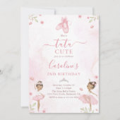 ピンクのチュチュが可愛いバレエダンサー バレリーナ 誕生日 招待状 (正面)