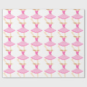 ピンクのチュチュのかわいく小さいバレリーナの女の子 ラッピングペーパー (フラット)