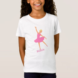 ピンクのチュチュのバレリーナは名前を加えます Tシャツ