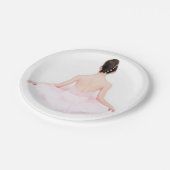 ピンクのチュチュのパーティーのプレートのかわいらしいバレリーナ ペーパープレート (アングル)