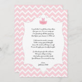 ピンクのチュチュのベビーシャワーはノート感謝していしています + 詩 サンキューカード (正面/裏面)