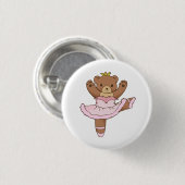 ピンクのチュチュボタンのバレリーナくま 缶バッジ (正面&裏面)