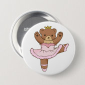 ピンクのチュチュボタンのバレリーナくま 缶バッジ (正面&裏面)