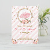 ピンクのチュチュ バレリーナ バレエ ベビーシャワー 招待状 (スタンド正面)