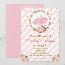 ピンクのチュチュ バレリーナ バレエ ベビーシャワー 招待状
