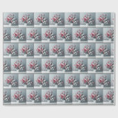 ピンクのチューリップとシルバー離れの花束 ラッピングペーパー (フラット)