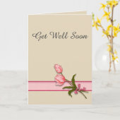 ピンクのチューリップとリボンでお幸せに カード (黄色い花)