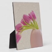 ピンクのチューリップとレース フォトプラーク (側面)