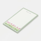 ピンクのチューリップと水仙の春の花のメモ帳 ポストイット (アングル)