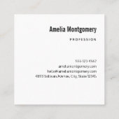 ピンクのチューリップと緑の葉の写真 スクエア名刺 (裏面)