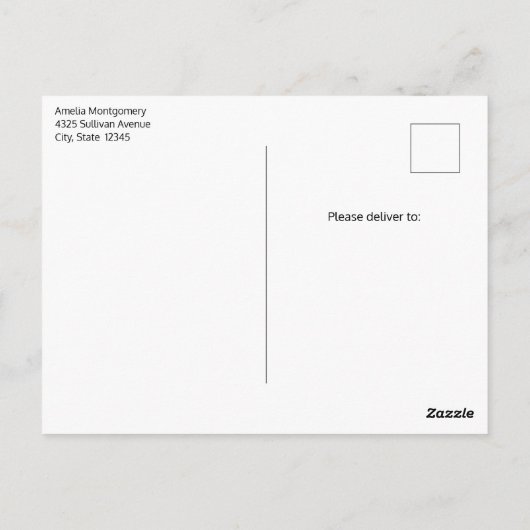 ピンクのチューリップと緑離れの写真 ポストカード (裏面)