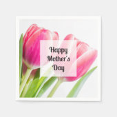 ピンクのチューリップと離れ緑のチューリップ写真母の日 スタンダードカクテルナプキン (正面)