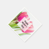 ピンクのチューリップと離れ緑のチューリップ写真母の日 スタンダードカクテルナプキン (角)