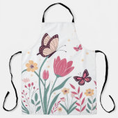 ピンクのチューリップと黄色のデイジー エプロン (正面)