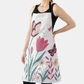 ピンクのチューリップと黄色のデイジー エプロン (インサイチュ)