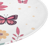 ピンクのチューリップと黄色のデイジー カッティングボード (角)