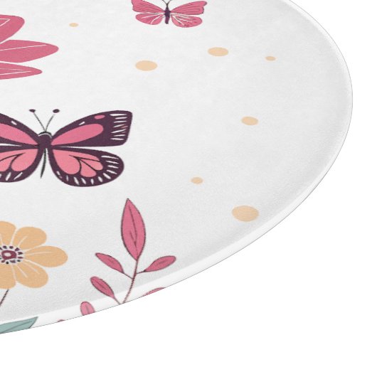 ピンクのチューリップと黄色のデイジー カッティングボード (角)