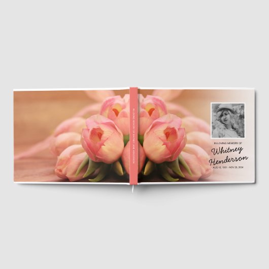 ピンクのチューリップのお悔やみ | 写真の葬儀の記憶 ゲストブック (全面)