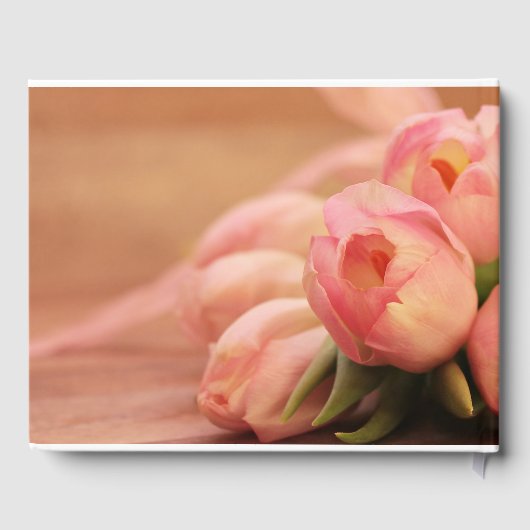 ピンクのチューリップのお悔やみ | 写真の葬儀の記憶 ゲストブック (裏面)