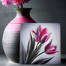 ピンクのチューリップのインクスケッチ