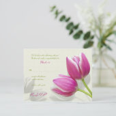 ピンクのチューリップのウェディング 招待状 返信カード 出欠カード (スタンド正面)