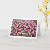 ピンクのチューリップのグリーティングカード カード (黄色い花)