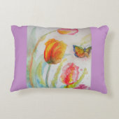 ピンクのチューリップのチューリップ水彩デコクッション アクセントクッション (裏面)