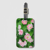 ピンクのチューリップのフィールド ラゲッジタグ (正面縦)