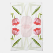 ピンクのチューリップの万華鏡のように千変万化するパターンパターン キッチンタオル (縦)
