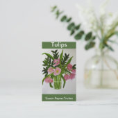 ピンクのチューリップの名刺 名刺 (スタンド正面)