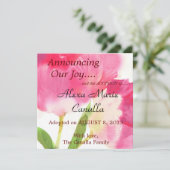 ピンクのチューリップの採用の発表カード 案内状 (スタンド正面)