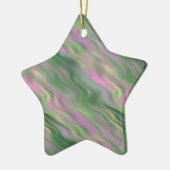 ピンクのチューリップの波状テクスチャ セラミックオーナメント (左)