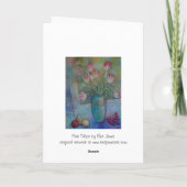 ピンクのチューリップの空白のな挨拶状のオリジナルのアートワーク カード (裏面)