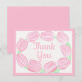 ピンクのチューリップの縁 ~ サンクスカード ポストカード (正面/裏面)