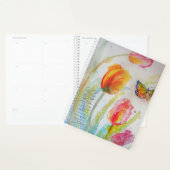 ピンクのチューリップの花の水彩画の女性の名前なし プランナー手帳 (ディスプレー)