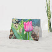 ピンクのチューリップの花園アート 母の日カード カード (正面)