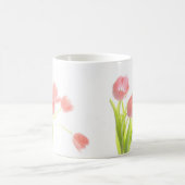 ピンクのチューリップの花束のマグ コーヒーマグカップ (中央)