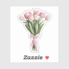 ピンクのチューリップの花束 シール